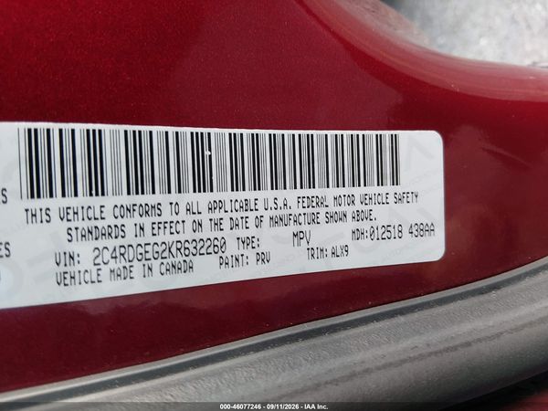 2019 DODGE GRAND CARAVAN GT — I9