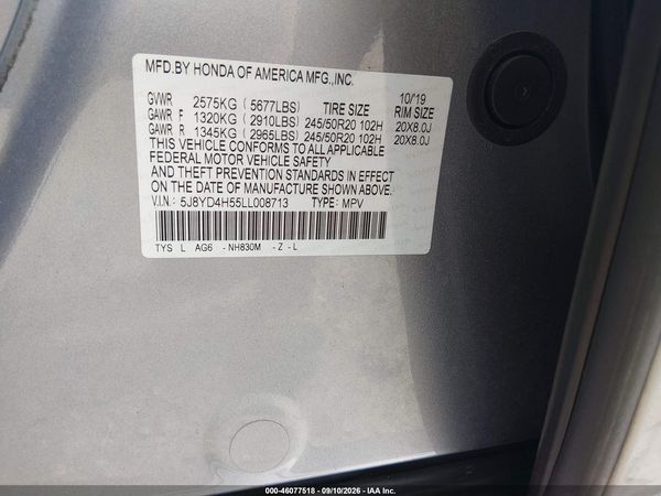 2020 ACURA MDX TECHNOLOGY PACKAGE — I9