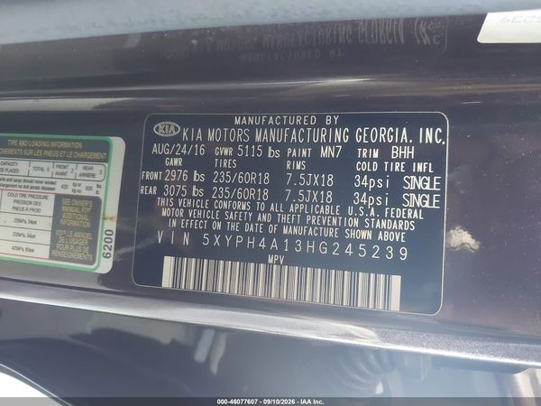 2017 KIA SORENTO 2.0T EX — I9