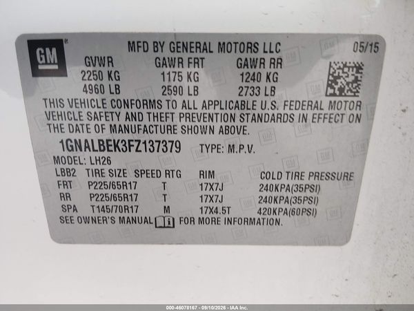2015 CHEVROLET EQUINOX 1LT — I9