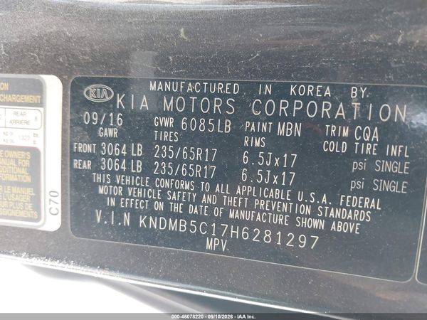 2017 KIA SEDONA LX — I9