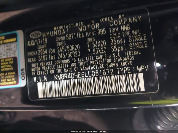 2020 HYUNDAI PALISADE SEL — I9