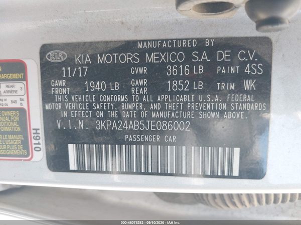 2018 KIA RIO S