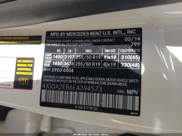 2014 MERCEDES-BENZ ML 350 BLUETEC 4MATIC — I9