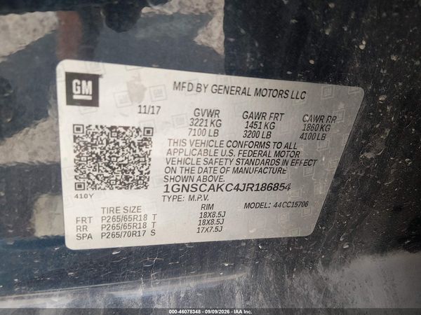2018 CHEVROLET TAHOE LS — I9