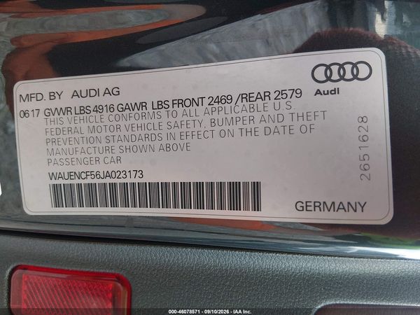2018 AUDI A5 SPORTBACK PREMIUM PLUS — I9