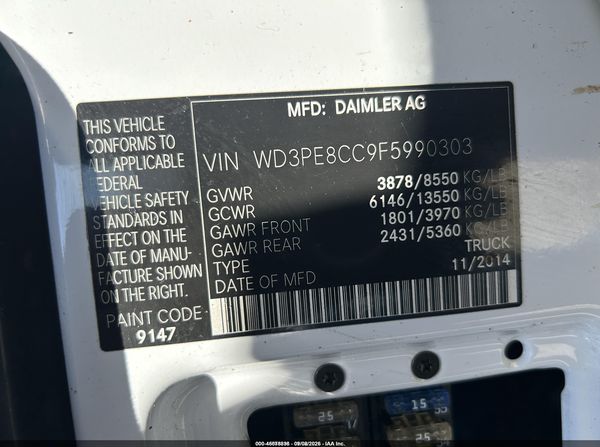 2015 MERCEDES-BENZ SPRINTER 2500 HIGH ROOF