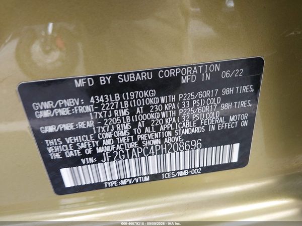2023 SUBARU CROSSTREK PREMIUM — I9