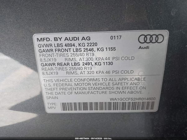 2017 AUDI Q3 2.0T PREMIUM — I9