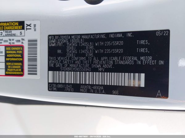 2022 TOYOTA HIGHLANDER HYBRID LIMITED — I9
