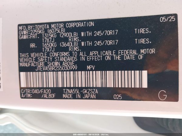 2025 TOYOTA 4RUNNER SR5 — I9