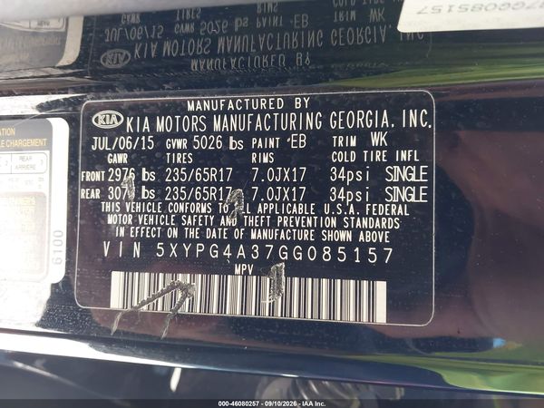 2016 KIA SORENTO 2.4L L
