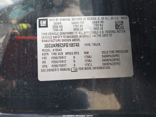 2015 CHEVROLET SILVERADO 1500 1LT — I9