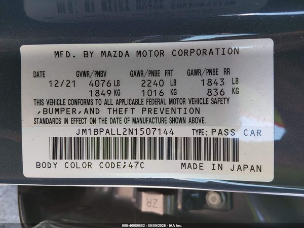 2022 MAZDA MAZDA3 CARBON EDITION — I9