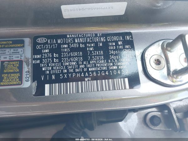 2018 KIA SORENTO 3.3L EX — I9