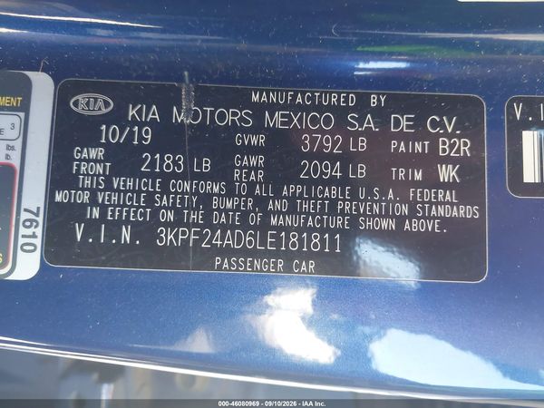 2020 KIA FORTE LXS