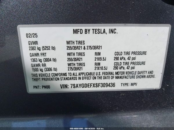 2025 TESLA MODEL Y — I9