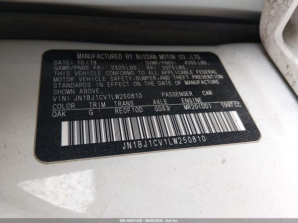 2020 NISSAN ROGUE SPORT S FWD XTRONIC CVT — I9