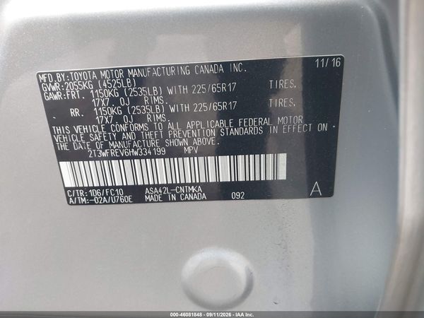 2017 TOYOTA RAV4 XLE — I9