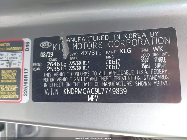 2020 KIA SPORTAGE LX — I9
