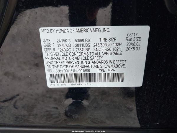 2017 ACURA MDX TECHNOLOGY PACKAGE — I9