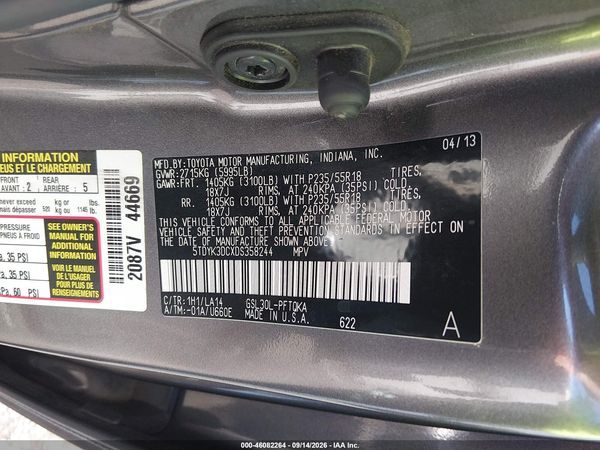 2013 TOYOTA SIENNA LIMITED V6 7 PASSENGER