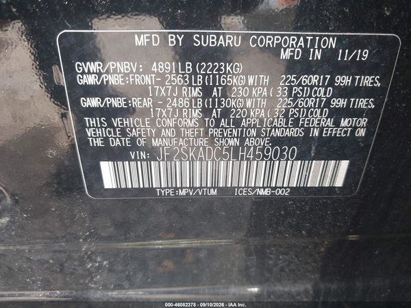 2020 SUBARU FORESTER Base Plus+ES — I9