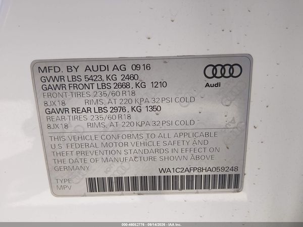 2017 AUDI Q5 2.0T PREMIUM — I9