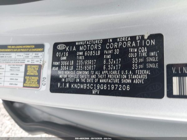 2016 KIA SEDONA LX — I9
