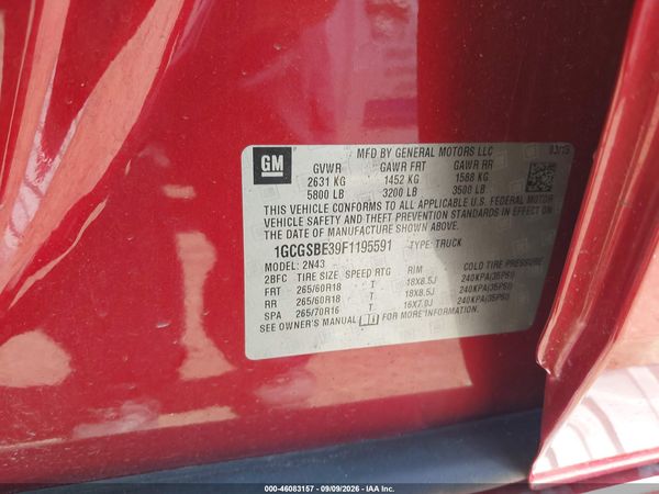2015 CHEVROLET COLORADO LT — I9