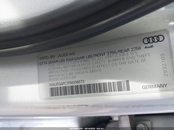 2015 AUDI A6 3.0T PREMIUM PLUS — I9