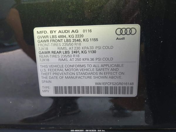 2016 AUDI Q3 2.0T PREMIUM PLUS — I9