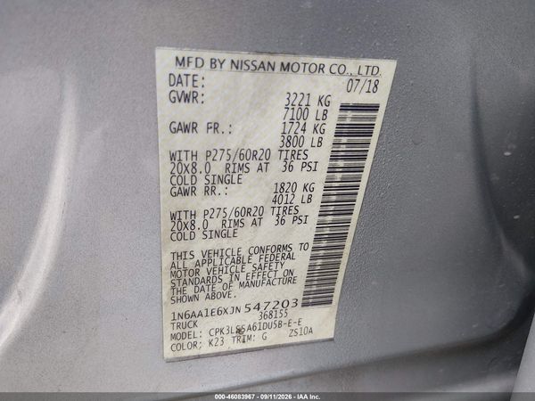 2018 NISSAN TITAN SV — I9