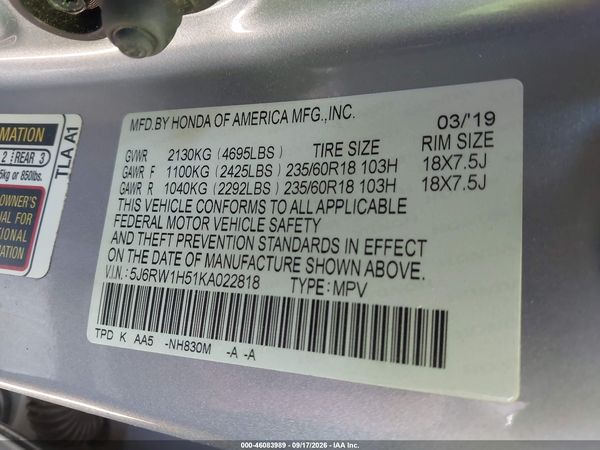 2019 HONDA CR-V EX — I9