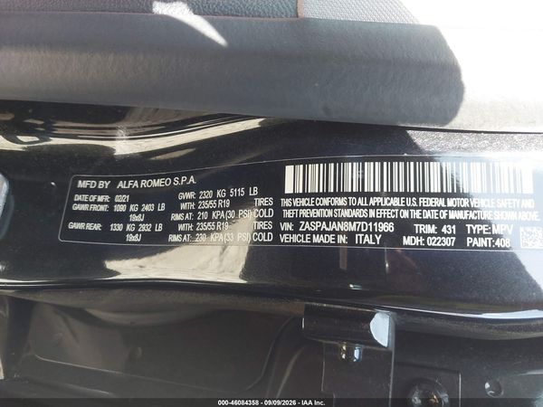 2021 ALFA ROMEO STELVIO RWD — I9