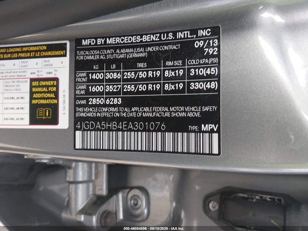 2014 MERCEDES-BENZ ML 350 4MATIC — I9