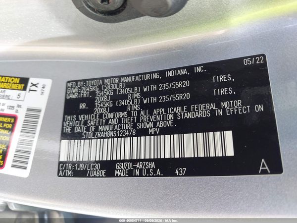 2022 TOYOTA HIGHLANDER XSE — I9