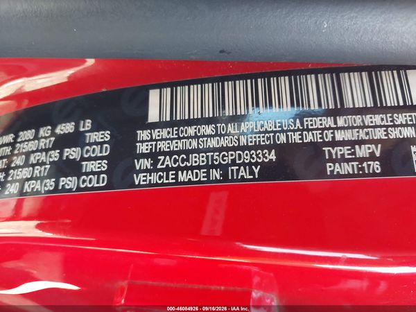 2016 JEEP RENEGADE LATITUDE — I9