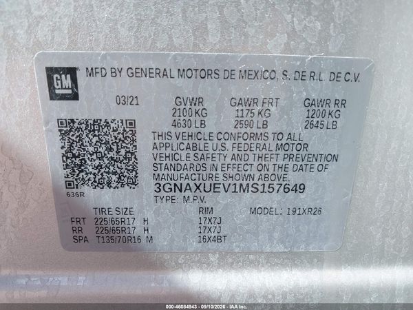 2021 CHEVROLET EQUINOX AWD LT — I9
