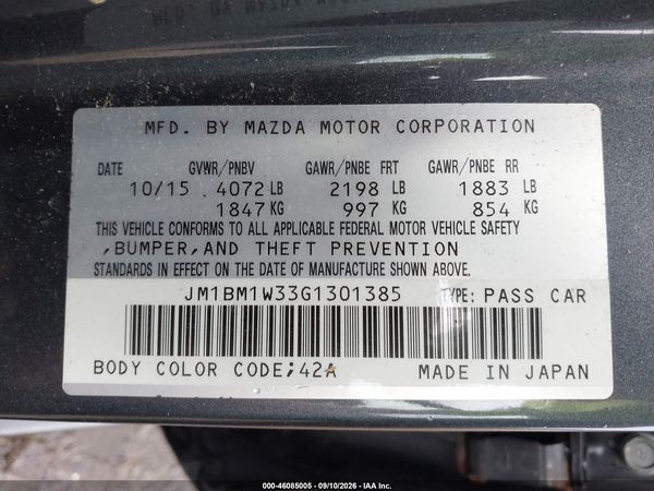 2016 MAZDA MAZDA3 S TOURING — I9