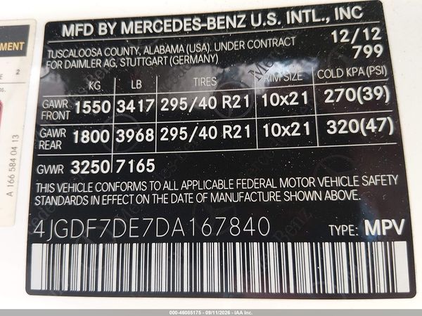 2013 MERCEDES-BENZ GL 550 4MATIC