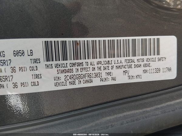 2015 DODGE GRAND CARAVAN SE — I9
