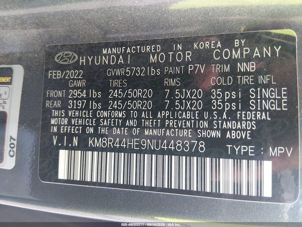 2022 HYUNDAI PALISADE SEL — I9