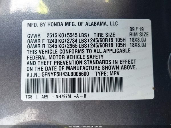 2020 HONDA PILOT 2WD EX-L W/NAVI
