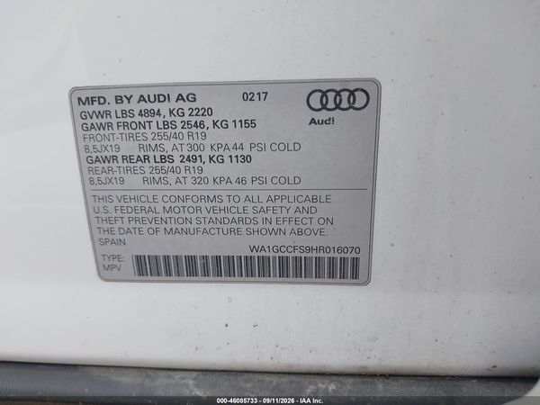 2017 AUDI Q3 2.0T PREMIUM — I9