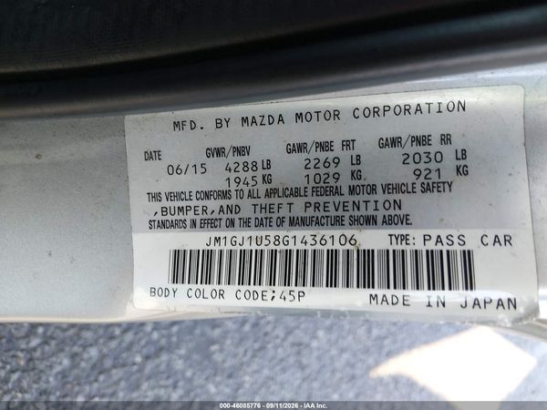 2016 MAZDA MAZDA6 I SPORT — I9