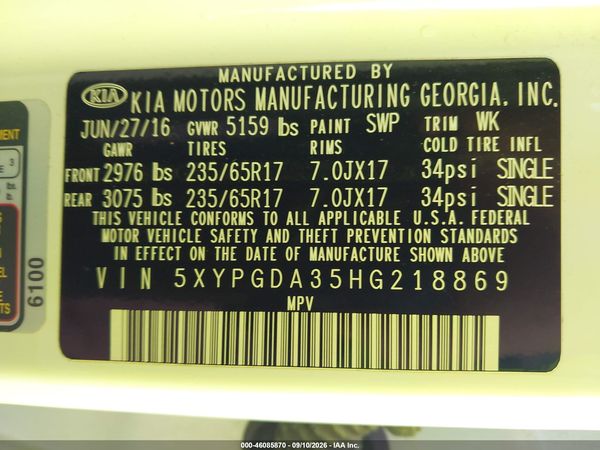 2017 KIA SORENTO 2.4L LX — I9