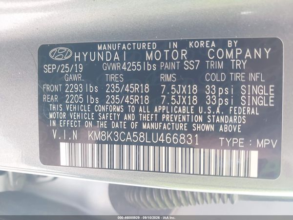 2020 HYUNDAI KONA LIMITED — I9