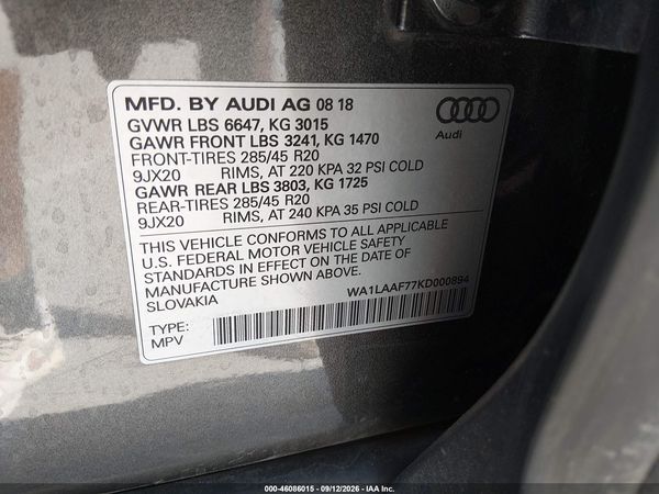 2019 AUDI Q7 55 PREMIUM/55 SE PREMIUM — I9