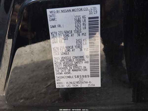 2020 NISSAN PATHFINDER SL 4WD
